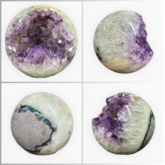 Huge Amethyst Sphere XL Crystal Geode Cavity 5.75" Polished, 9 lbs 15 oz - Picture 5 of 8